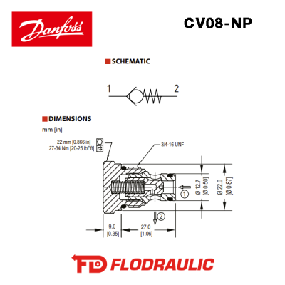 11169032 - RÜCKSCHLAGVENTIL CV08-NP-0.3-B - DANFOSS