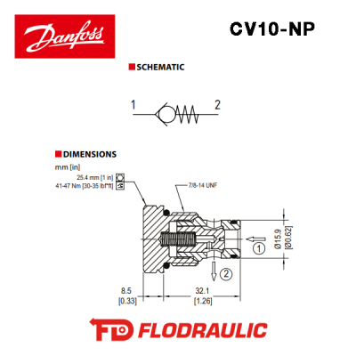 11169043 - RÜCKSCHLAGVENTIL CV10-NP-0.3-B-00 - Danfoss