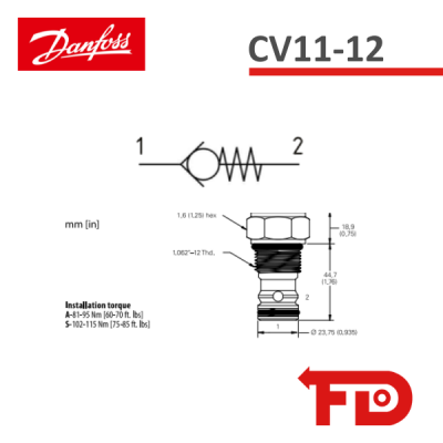 02-161798 - CHECK VALVE CV11-12-P-0-20 - DANFOSS