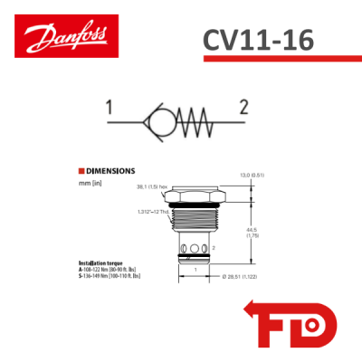 301AA00022A - RÜCKSCHLAGVENTIL CV11-16-P-0-5 - DANFOSS