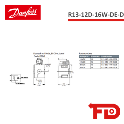 171180819 - COIL  R13-12D-16W-DE-D - DANFOSS