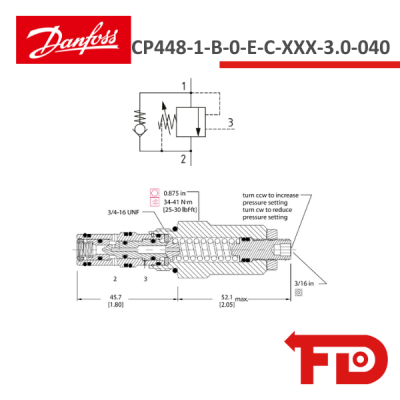 134506.000 - COUNTERBALANCE VALVE CP448-1-B-0-E-C-XXX-3.0-040 - DANFOSS