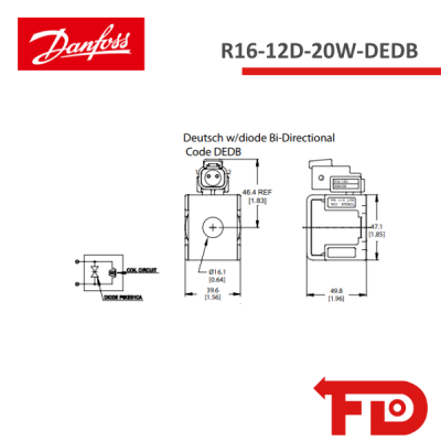 11116122 - COIL  R16-12D-20W-DEDB - DANFOSS