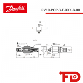 83001762 - DRUCKBEGRENZUNGSVENTIL MIT NACHSAUGEFUNKTION - RV10-POP-3-E-XXX-B-00 - DANFOSS